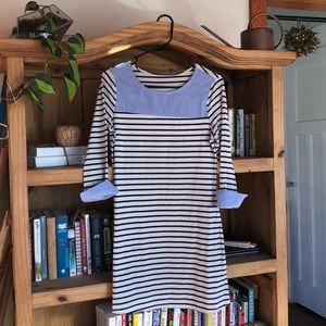 Cotton tunic with linen collar and cuffs